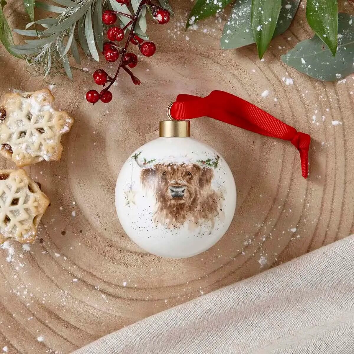 Wrendale Designs Christmas Bauble HIGHLAND COW