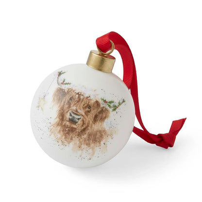 Wrendale Designs Christmas Bauble HIGHLAND COW