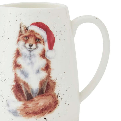 Wrendale Designs Christmas Jug Posy FOX santa hat