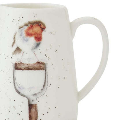 Wrendale Designs Christmas Jug Posy ROBIN snow