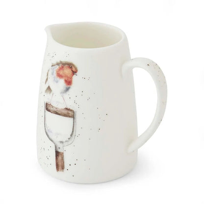 Wrendale Designs Christmas Jug Posy ROBIN snow