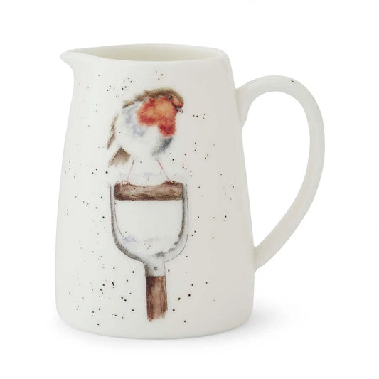 Wrendale Designs Christmas Jug Posy ROBIN snow