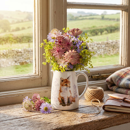 Wrendale Designs Jug Posy FOX CUB bluebells