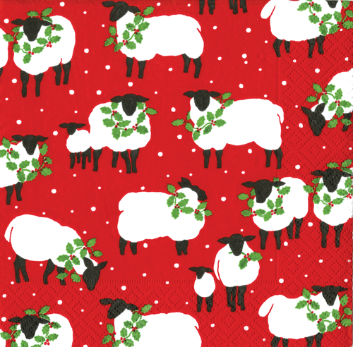 Christmas Napkins red FESTIVE FLOCK