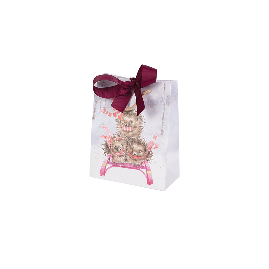 Wrendale Christmas Gift Bag Small HEDGEHOGS three