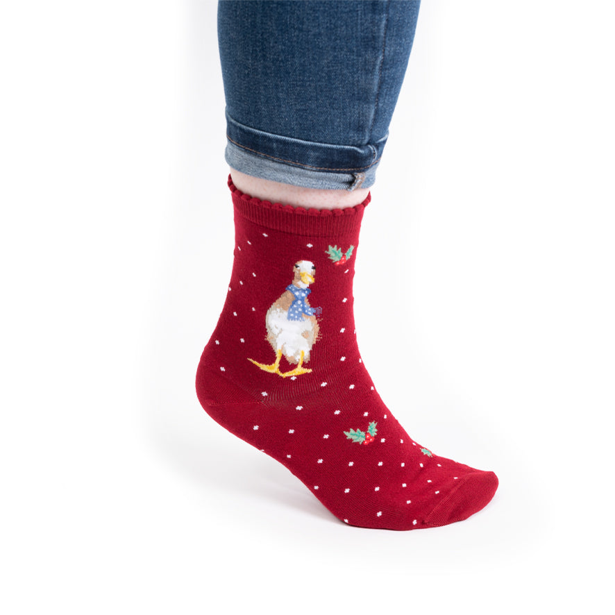 Wrendale Designs Christmas Socks Medium DUCK