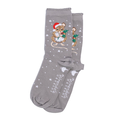 Wrendale Designs Christmas Socks Medium MOUSE