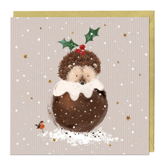 Whistlefish Christmas card HEDGEHOG pudding