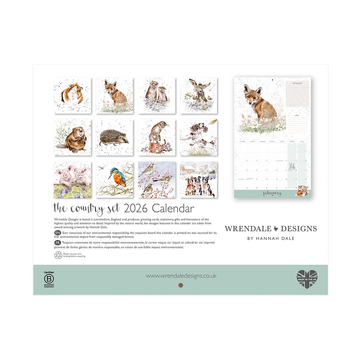 Wrendale Designs 2026 Calendar Landscape COUNTRY SET