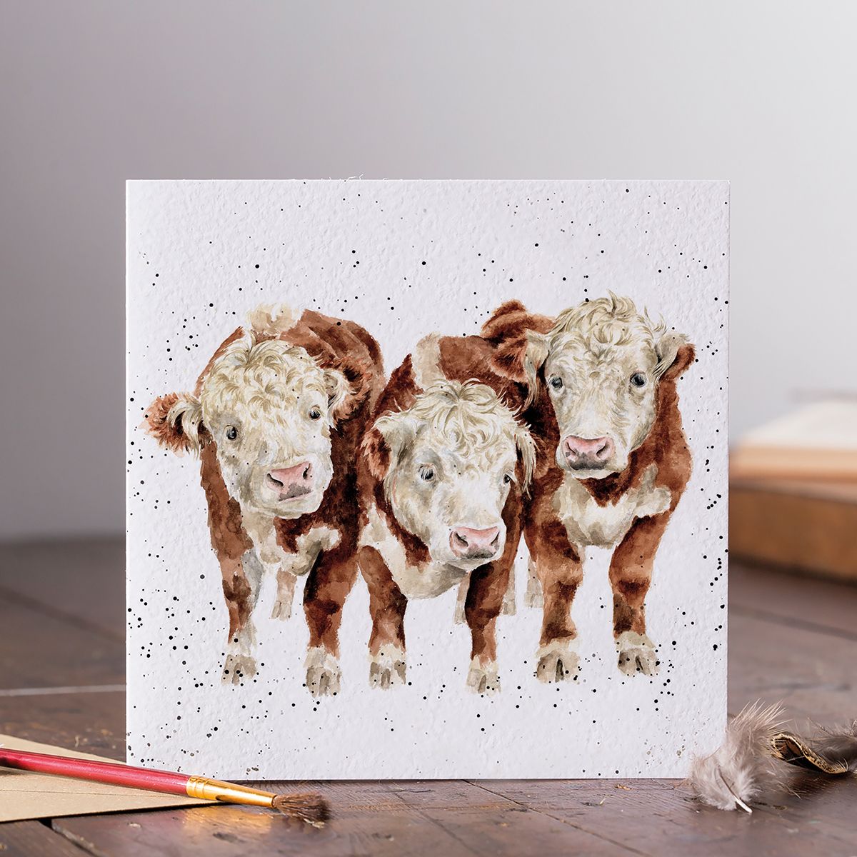 Wrendale Designs card Country Set PADDY PERCY & PEDRO Herefords