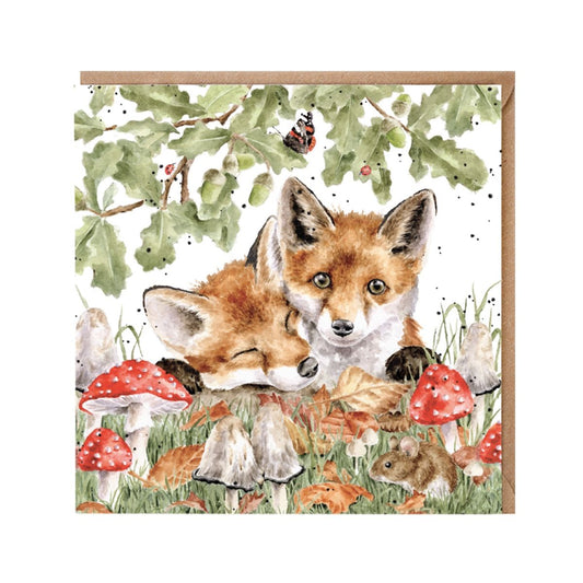 Wrendale Designs card Country Set UNDER THE OAK TREE foxes mouse