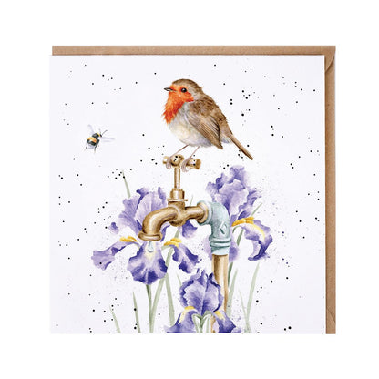 Wrendale Designs card Country Set THE GARDENER'S GUEST robin bee