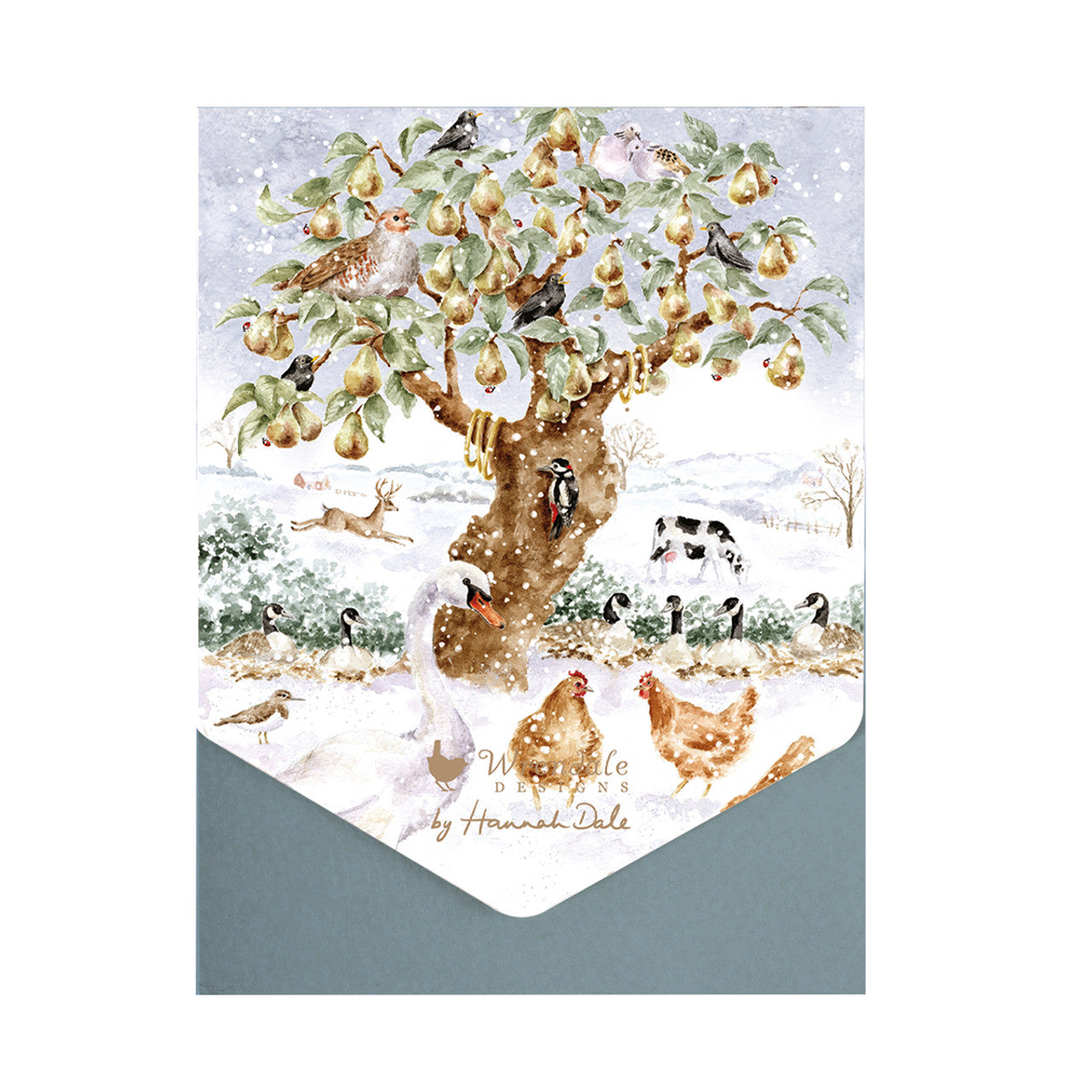 Wrendale Designs Christmas Cards pk-8 TREE PARTRIDGE animals