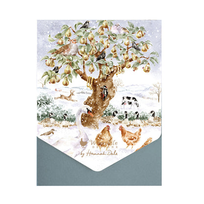 Wrendale Designs Christmas Cards pk-8 TREE PARTRIDGE animals