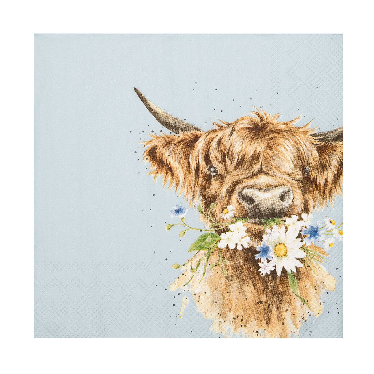 Wrendale Designs Napkins HIGHLAND COW daisies