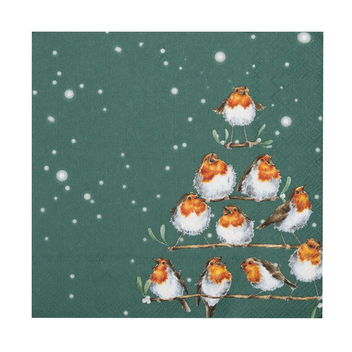 Wrendale Christmas Napkins ROBINS rocking