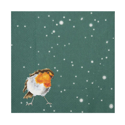 Wrendale Christmas Napkins ROBINS rocking