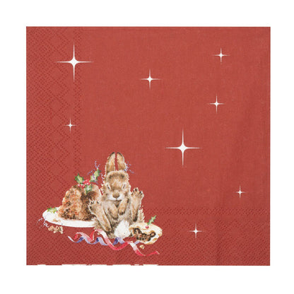 Wrendale Christmas Napkins BUNNY pudding