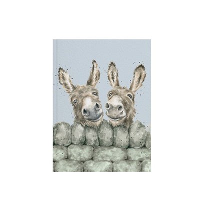 Wrendale Designs Notebook A6 DONKEYS on blue