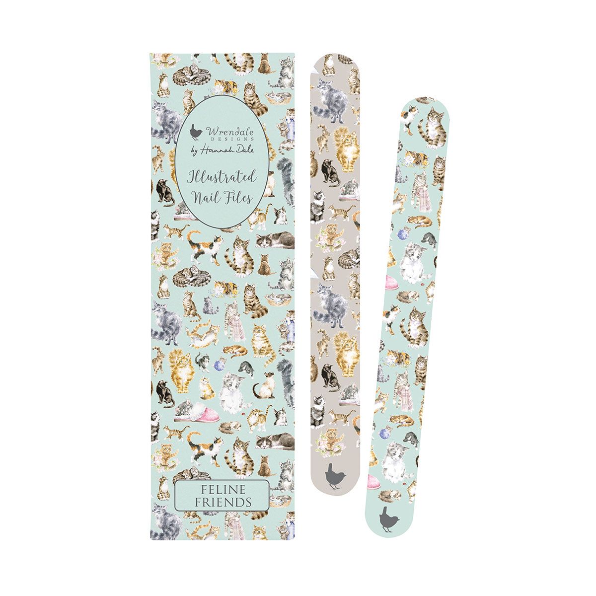 Wrendale Nail File Set FELINE FRIENDS blue grey