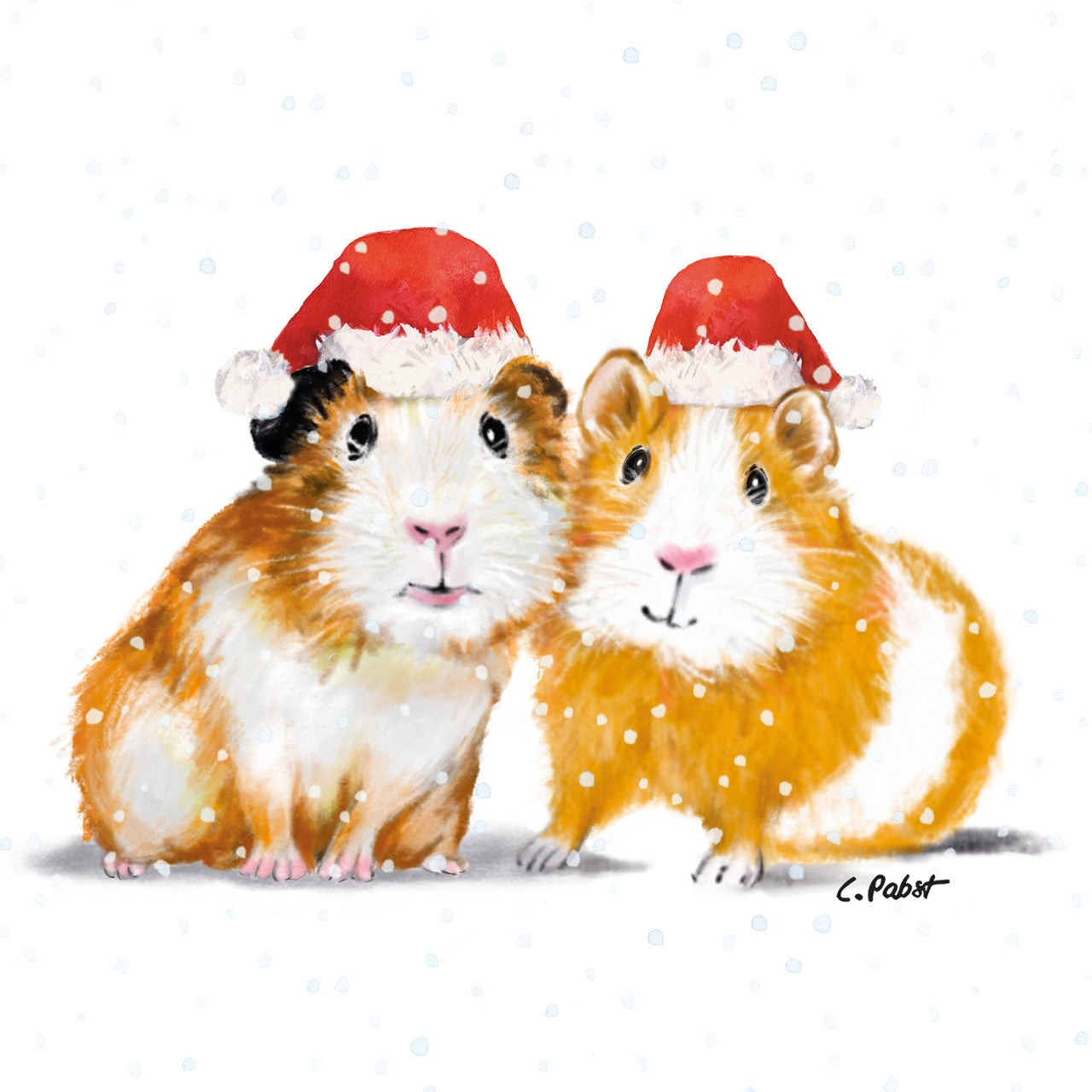 Christmas Napkins white GUINEA PIGS