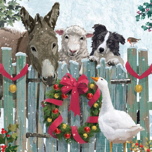 Christmas Napkins blue FARM FRIENDS