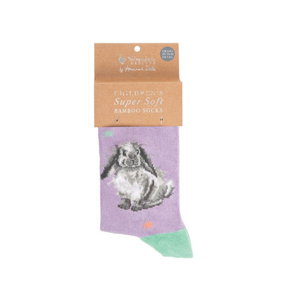 Wrendale Socks Kids 2-4 years RABBIT purple