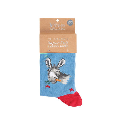 Wrendale Socks Kids 2-4 years DONKEY blue