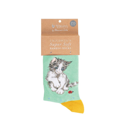 Wrendale Socks Kids 2-4 years KITTEN green