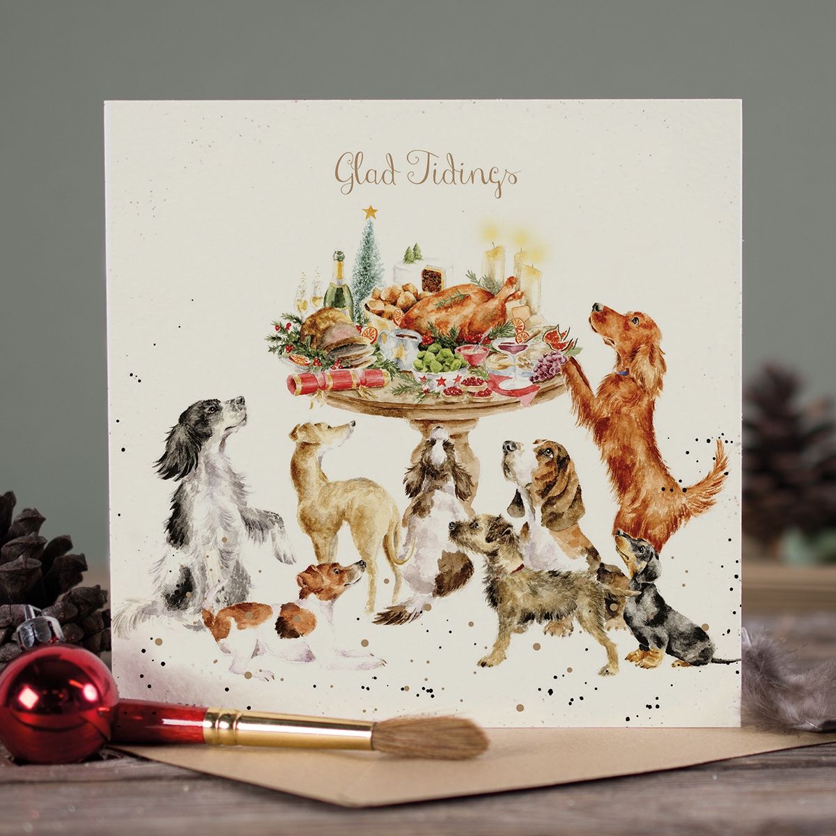 Wrendale Designs Christmas Card single DOGS noses know