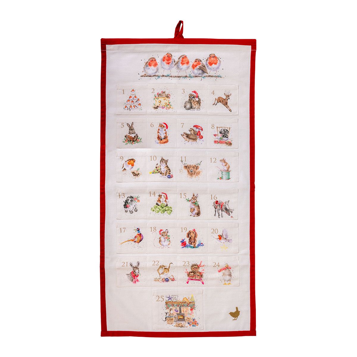 Wrendale Designs Christmas Fabric Advent Calendar ROBINS