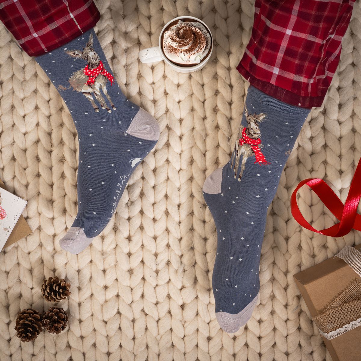 Wrendale Designs Christmas Socks Large DONKEY