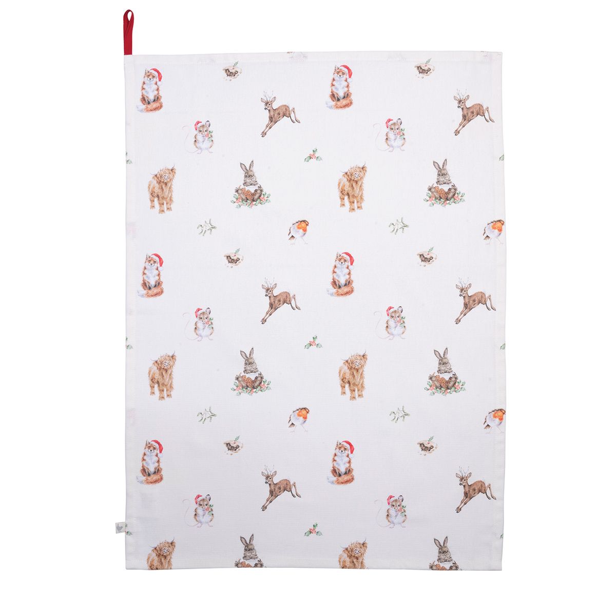 Wrendale Designs Christmas Tea Towel WOODLAND cream