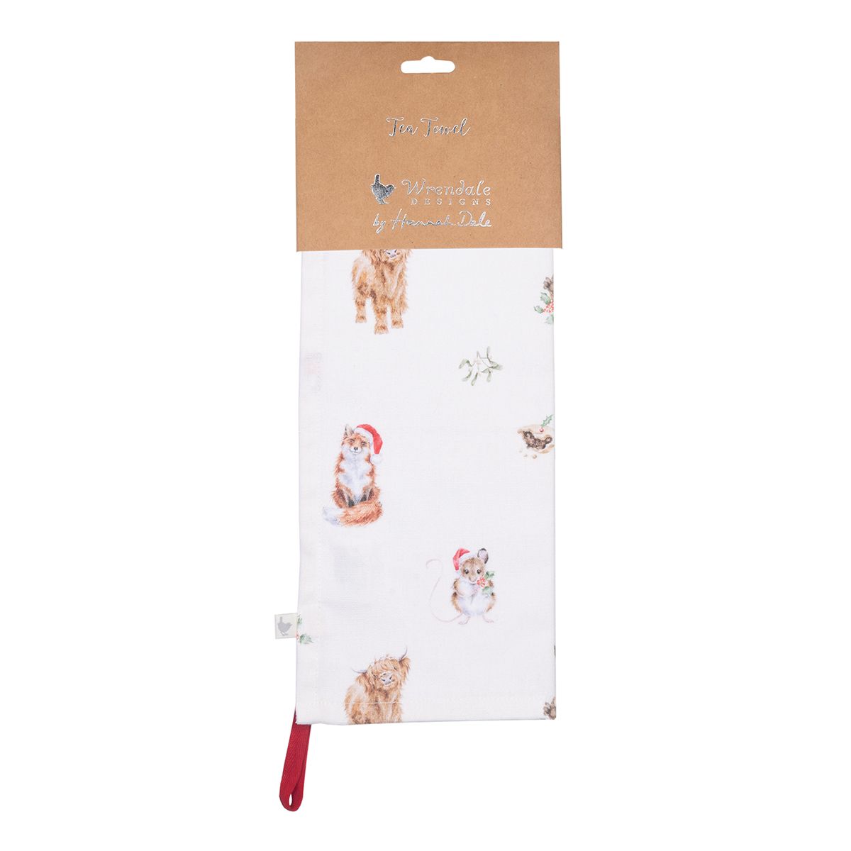 Wrendale Designs Christmas Tea Towel WOODLAND cream