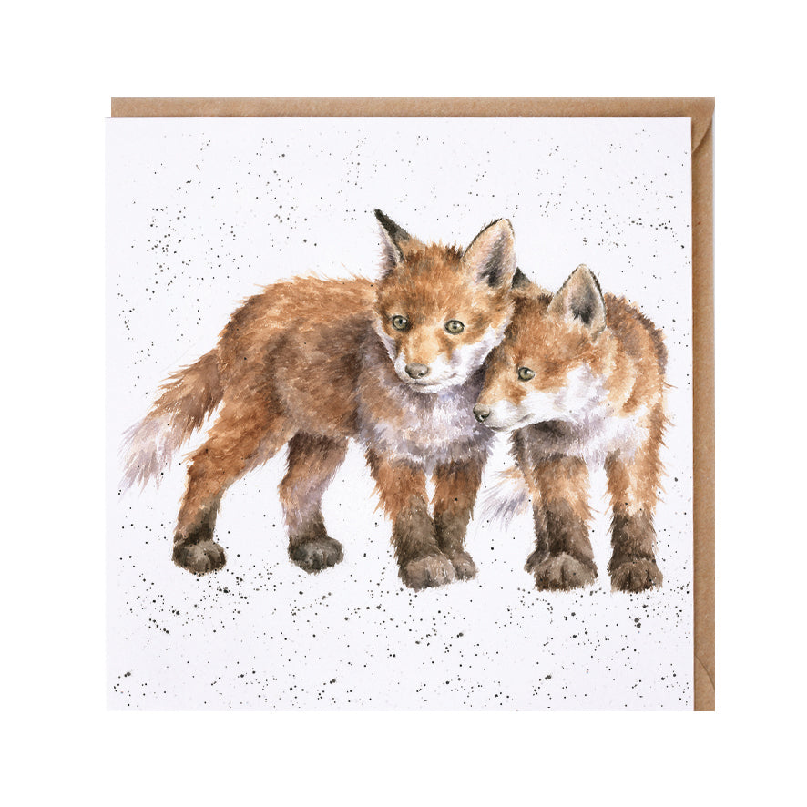 Wrendale Designs card Country Set SIBLING LOVE fox cubs