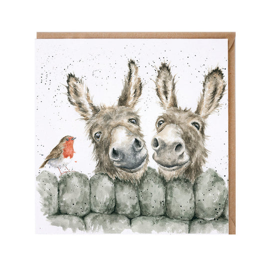 Wrendale Designs card Country Set HEE HAW donkeys robin