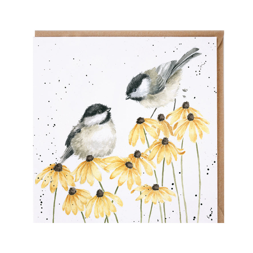 Wrendale Designs card Country Set MY SWEET CHICKADEE chickadees flowers