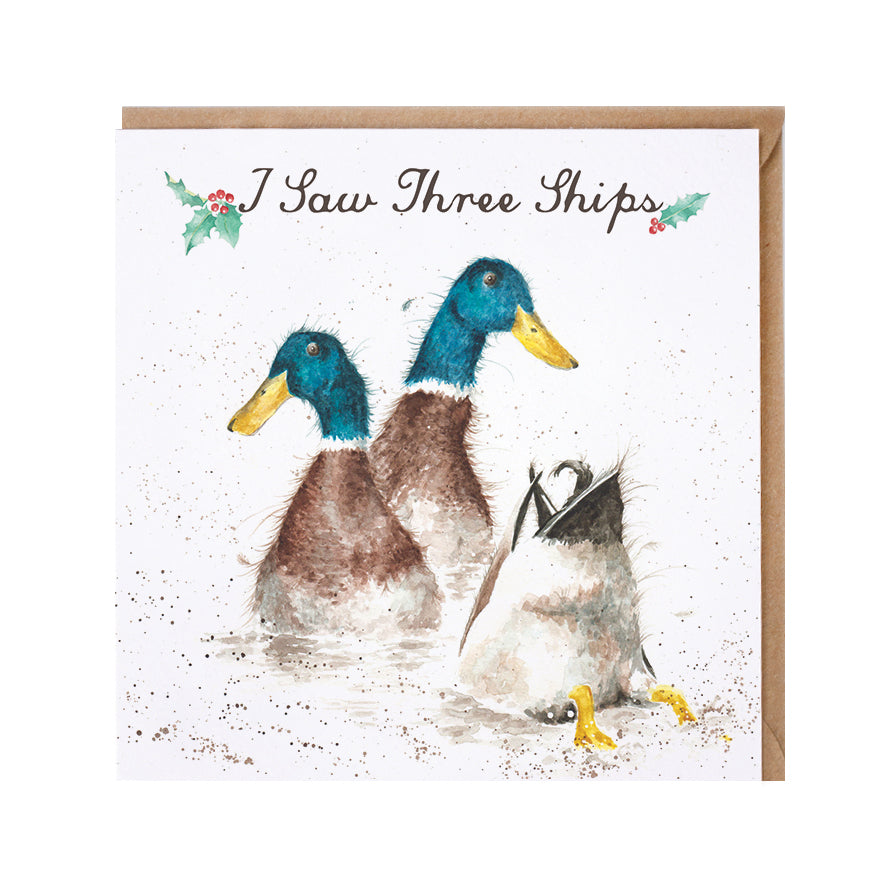 Wrendale Designs Christmas Card single DUCKS paddling diving