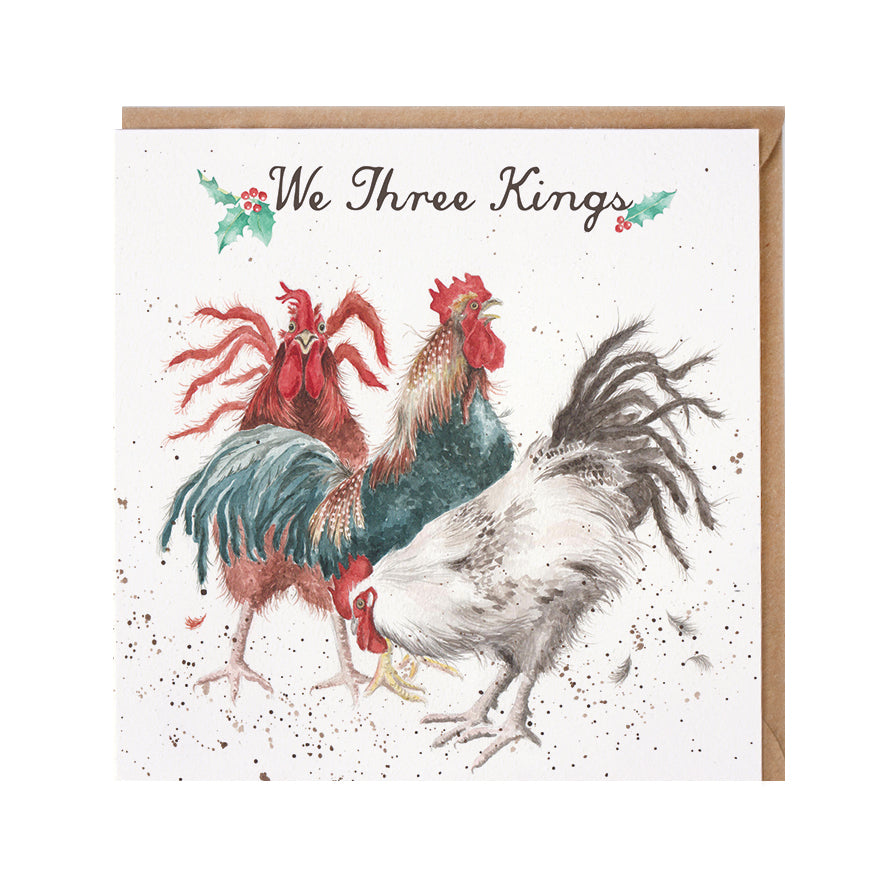 Wrendale Designs Christmas Card single ROOSTERS fabulous