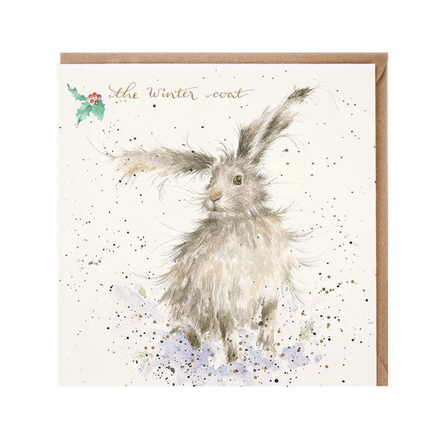 Wrendale Designs Christmas Card single HARE white