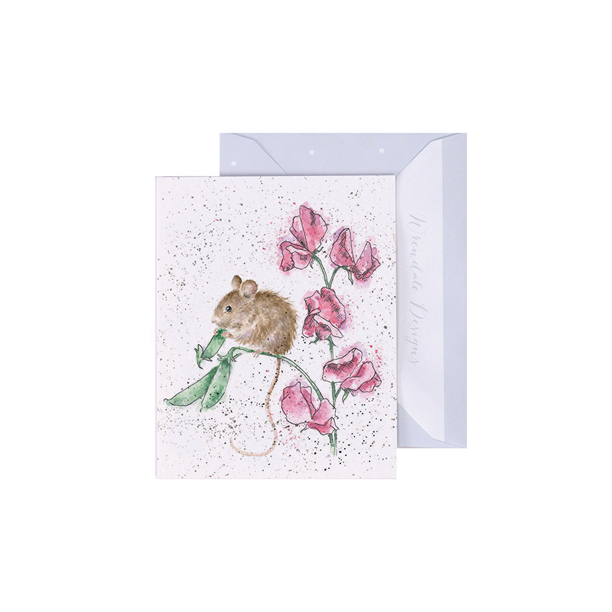 Wrendale Designs Mini card Mouse THE PEA THIEF 