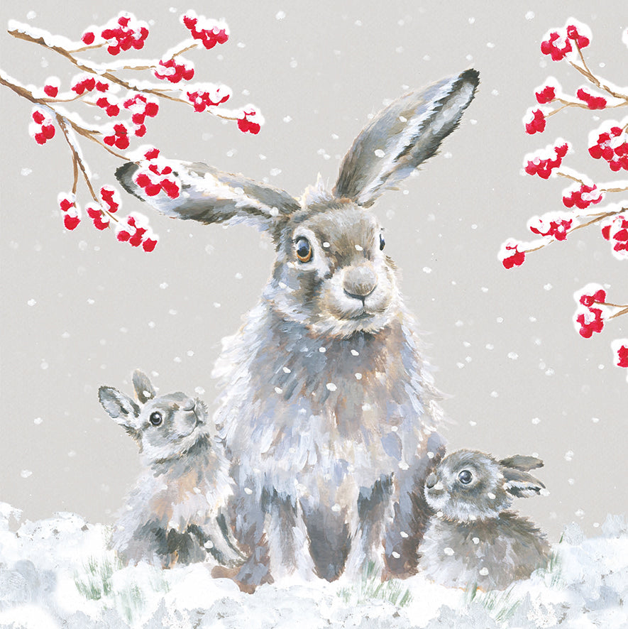 Wrendale Designs Christmas Cards Box-8 Premium RABBITS Snowfall