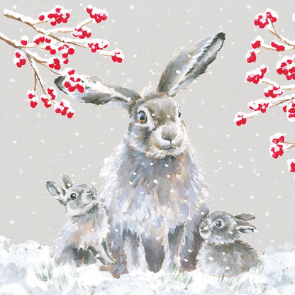 Wrendale Designs Christmas Cards Box-8 Premium RABBITS Snowfall