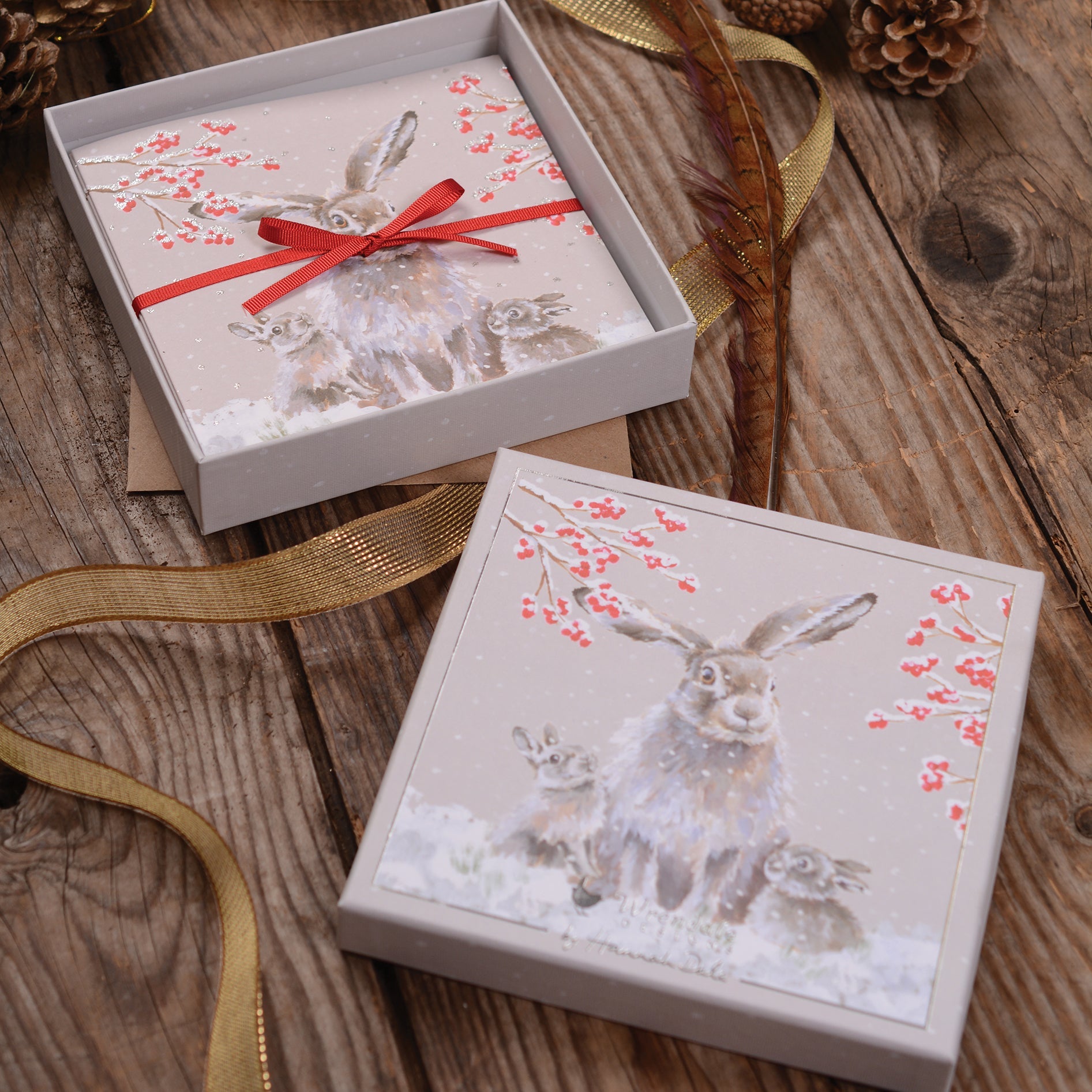 Wrendale Designs Christmas Cards Box-8 Premium RABBITS Snowfall