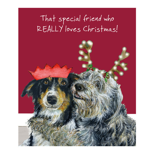 The Little Dog Laughed Mini Christmas Card Dog BORDER & BEARDED COLLIES Bosie & Google