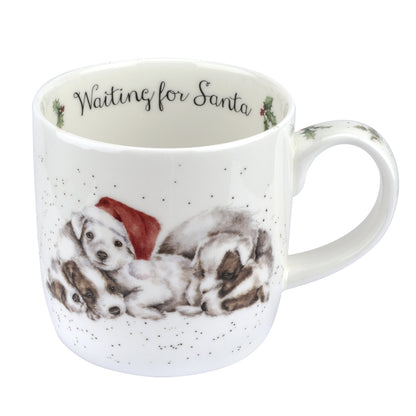 Wrendale Designs Christmas Mug PUPPIES santa hat