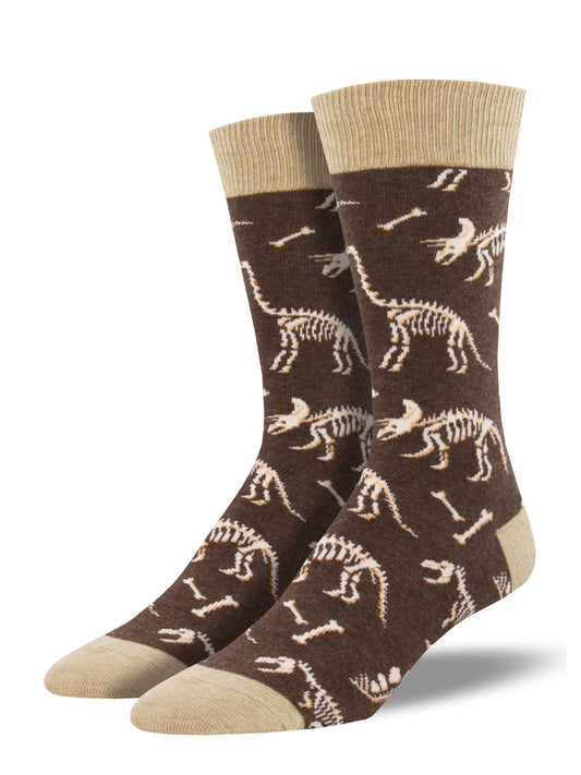 Socksmith Socks Large (men) DINOSAUR BONES brown