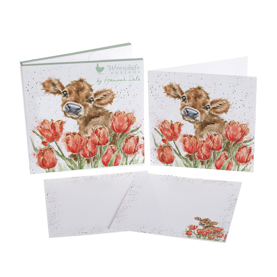 Wrendale Designs Notecard Set COW TULIPS