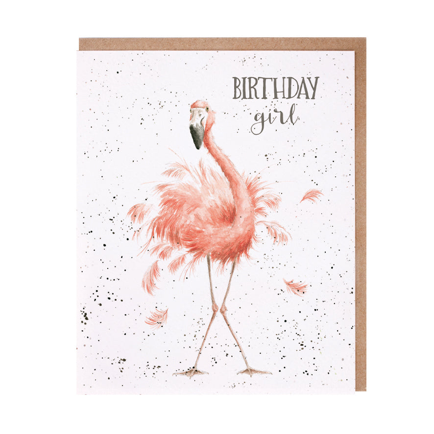 Wrendale Designs card Occasions Birthday BIRTHDAY GIRL flamingo