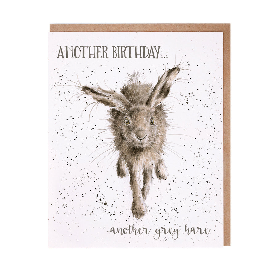 Wrendale Designs card Occasions Birthday LITTLE GREY HARE hare